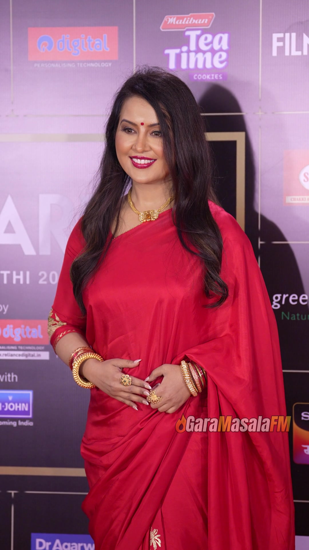 Amruta Fadnvis photographed at the Filmfare Awards Marathi 2026