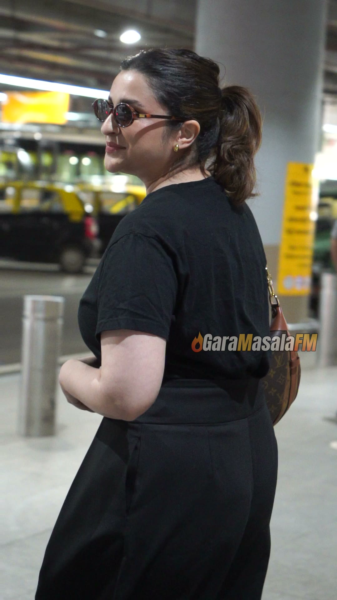 Parineeti Chopra in a casual black outfit and sunglasses, spotted out